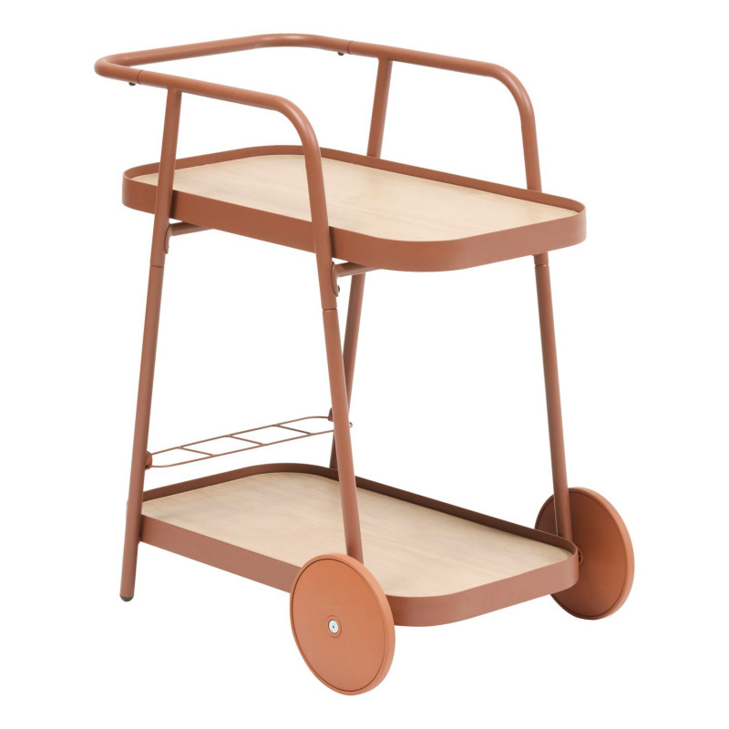 Desserte de jardin à roulettes en aluminium EASINESS - Acajou