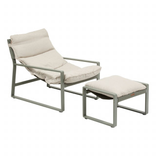 Fauteuil de jardin en aluminium avec repose-pieds LAMBINIO - Laurier