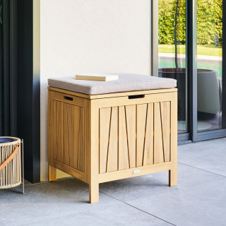 Coffre banc de rangement de jardin en acacia LODGIA - 100 L - Marron