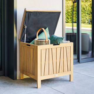 Coffre banc de rangement de jardin en acacia LODGIA - 100 L - Marron