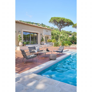 Pouf de jardin tressé rond OBBAE - Graphite