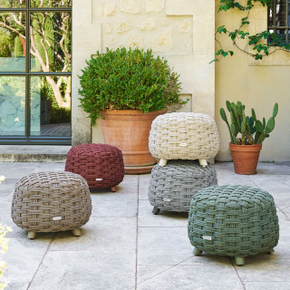 Pouf de jardin tressé rond OBBAE - Graphite