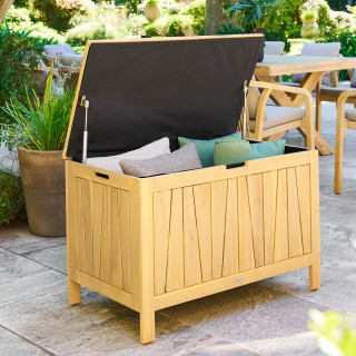 Coffre rangement de jardin en acacia LODGIA - 165 L - Marron