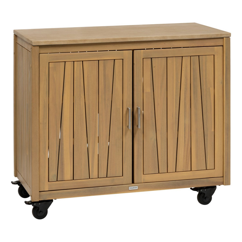 Cuisine d'extérieur en acacia et aluminium 2 portes MAGMA - Marron