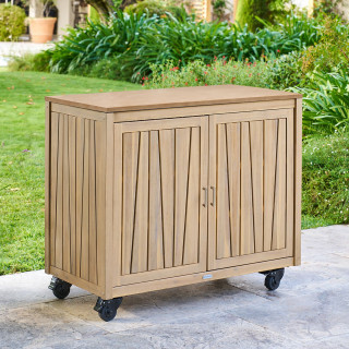 Cuisine d'extérieur en acacia et aluminium 2 portes MAGMA - Marron