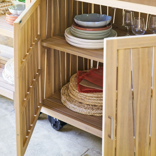 Cuisine d'extérieur en acacia et aluminium 2 portes MAGMA - Marron