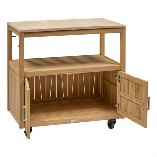 Cuisine d'extérieur en acacia et aluminium 2 portes et 1 niveau MAGMA - Marron