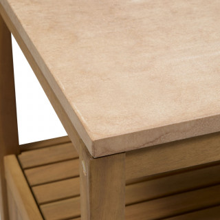 Cuisine d'extérieur en acacia et aluminium 2 portes et 1 niveau MAGMA - Marron