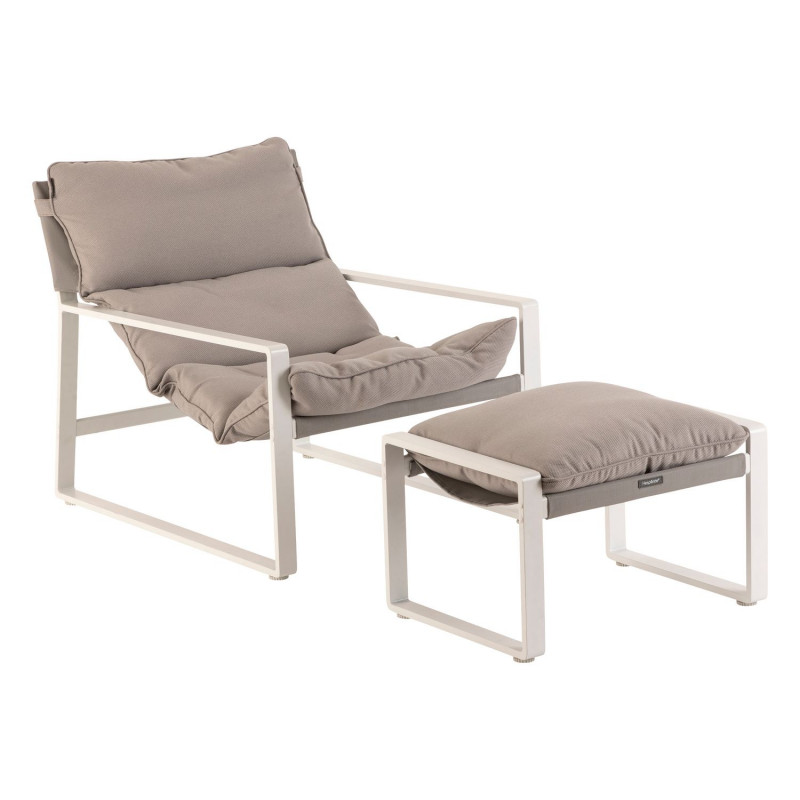 Fauteuil de jardin en aluminium avec repose-pieds LAMBINIO - Blanc