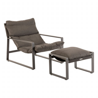 Fauteuil de jardin en aluminium avec repose-pieds LAMBINIO - Graphite