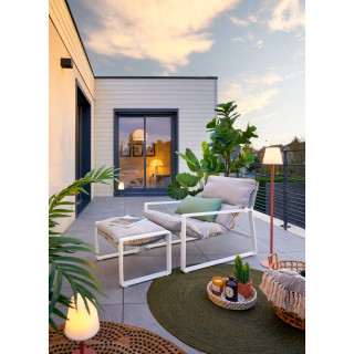 Fauteuil de jardin en aluminium avec repose-pieds LAMBINIO - Blanc