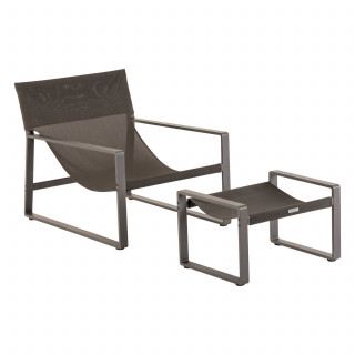 Fauteuil de jardin en aluminium avec repose-pieds LAMBINIO - Graphite