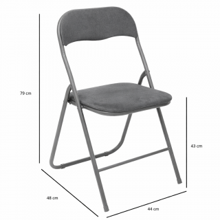 Lot de 6 chaises pliantes grises avec assise rembourrée, avec dimensions