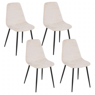 Lot de 4 chaises en tissu chenille et pieds métal TYKA - Beige