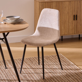 Lot de 4 chaises en tissu chenille et pieds métal TYKA - Beige