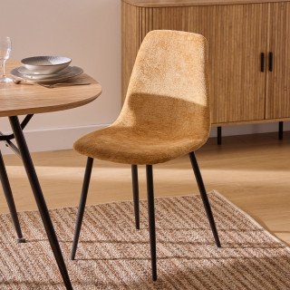 Lot de 4 chaises en tissu chenille et pieds métal TYKA - Orange