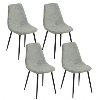 Lot de 4 chaises en tissu chenille et pieds métal TYKA - Vert