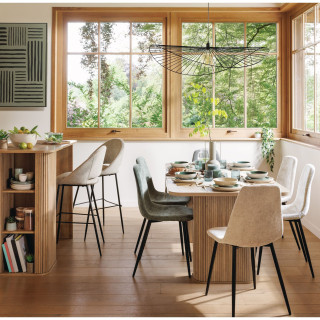 Lot de 4 chaises en tissu chenille et pieds métal TYKA - Vert