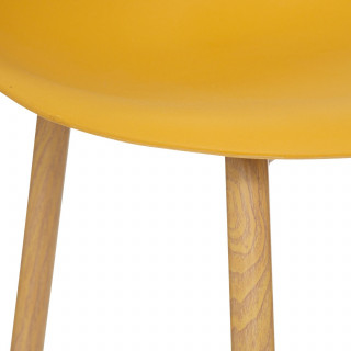 Lot de 6 chaises scandinave et pieds métal effet bois TAHO - Ocre
