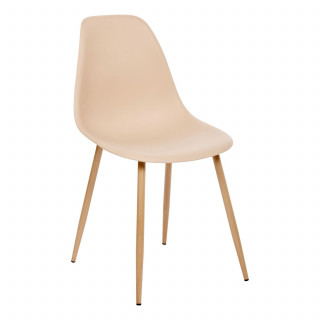 Lot de 6 chaises scandinave et pieds métal effet bois TAHO - Beige