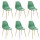 Lot de 6 chaises scandinave et pieds métal effet bois TAHO - Vert