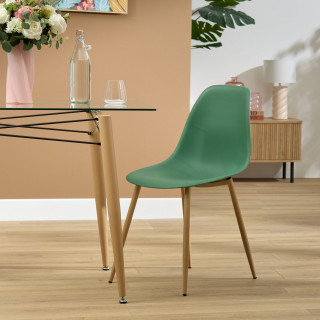 Lot de 6 chaises scandinave et pieds métal effet bois TAHO - Vert