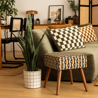 Tabouret d'appoint en tissu jacquard CHIARA - Blanc