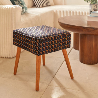 Tabouret d'appoint en tissu jacquard CHIARA - Noir