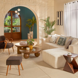 Tabouret d'appoint en tissu jacquard CHIARA - Noir