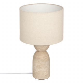 Lampe cylindrique en travertin ERIN - Beige