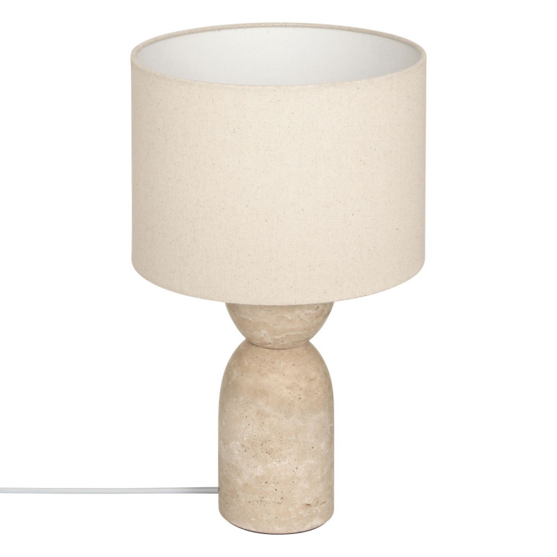 Lampe cylindrique en travertin ERIN - Beige