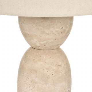 Lampe cylindrique en travertin ERIN - Beige