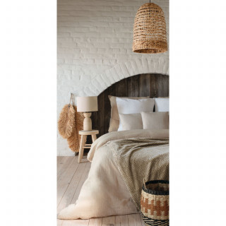 Lampe cylindrique en travertin ERIN - Beige