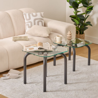 Ensemble de 2 tables à café en verre HECATE - Noir