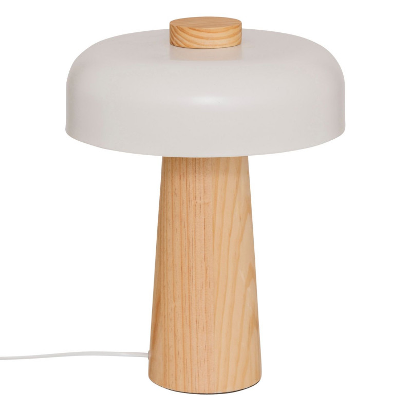 Lampe champignon en bois et acier POLA - Beige