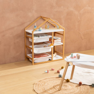 Bibliothèque enfant 3 paniers et 3 étagères BAKO - Blanc