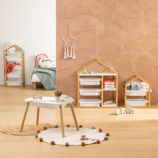 Bibliothèque enfant 3 paniers et 3 étagères BAKO - Blanc