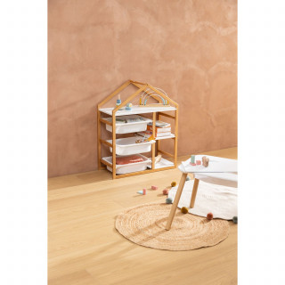 Bibliothèque enfant 3 paniers et 3 étagères BAKO - Blanc