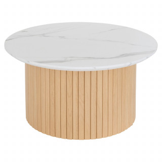 Table basse avec plateau effet marbre HOMELYA - Blanc