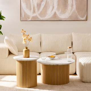 Table basse avec plateau effet marbre HOMELYA - Blanc