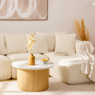 Table basse avec plateau effet marbre HOMELYA - Blanc