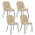 Lot de 4 chaises en tissu et pieds métal NEORA - Beige et noir