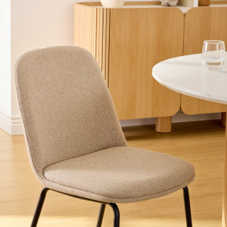 Lot de 4 chaises en tissu et pieds métal NEORA - Beige et noir