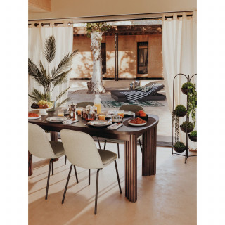 Lot de 4 chaises en tissu et pieds métal NEORA - Beige et noir