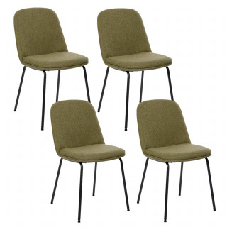 Lot de 4 chaises en tissu et pieds métal NEORA - Cèdre et noir
