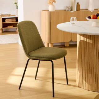 Lot de 4 chaises en tissu et pieds métal NEORA - Cèdre et noir