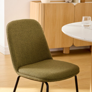 Lot de 4 chaises en tissu et pieds métal NEORA - Cèdre et noir