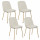 Lot de 4 chaises en tissu et pieds métal NEORA - Ivoire et bois