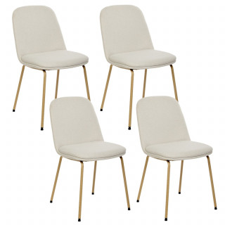 Lot de 4 chaises en tissu et pieds métal NEORA - Ivoire et bois