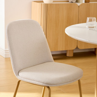 Lot de 4 chaises en tissu et pieds métal NEORA - Ivoire et bois